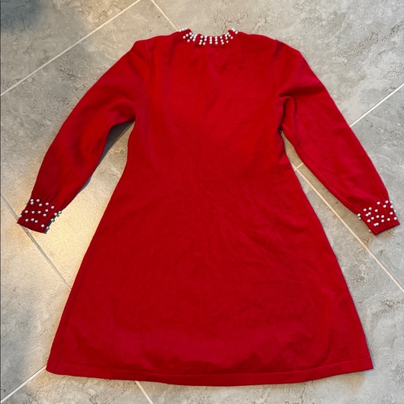 Girls Sweater Dress with Pearl Accents - Picture 2 of 4